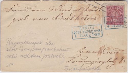 Norddeutscher Bund GAA 5 Preußen GA mit Überdruck Berlin Post-Exped. 1868