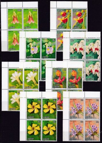 Zaire 853/860 Viererblocks postfr./mnh Blumen flowers Michel 80 €