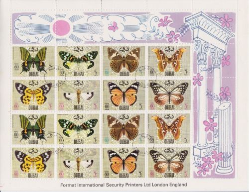 Dubai 295/302 gest. Schmetterlinge butterfly 1968
