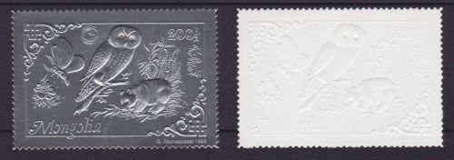 Mongolei 2476 postfr. Panda Eule Schmetterling 1993 SILBER PROOF