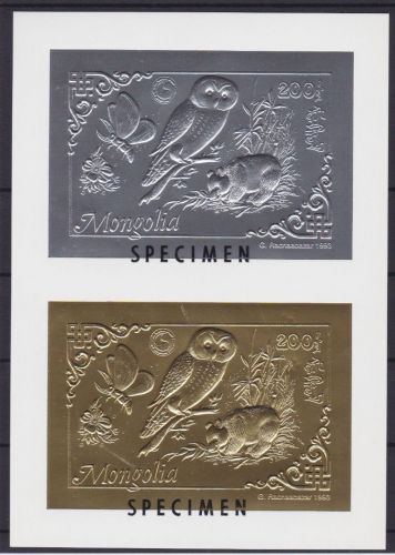 Mongolei 2475/2476 postfr. Panda Eule Schmetterling 1993 SILBER/GOLD Proof