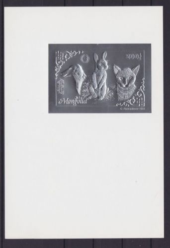 Mongolei Block 225 postfr/mnh Hund Katze Kaninchen 1993 SILBER PROOF