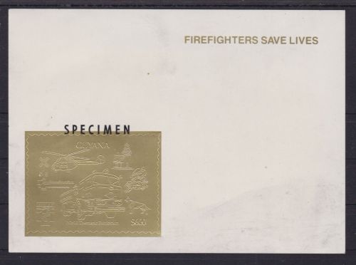 Guyana 3822 BA postfr./mnh Hund Feuerwehr Heli Bahn 1992 GOLD SPECIMEN