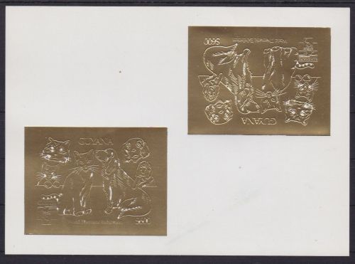 Guyana 3826 postfr./mnh Hund und Katzen 1992 GOLD PROOF