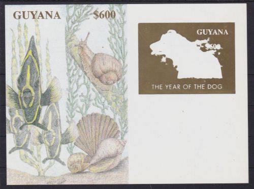 Guyana Block 389 postfr./mnh Tiere animals 1994 GOLD PROOF