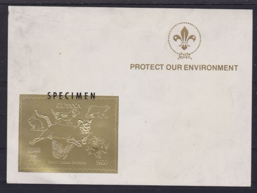 Guyana 3978 BB postfr. Katze Hund Dino Eisbär Schmetterling 1992 GOLD SPECIMEN