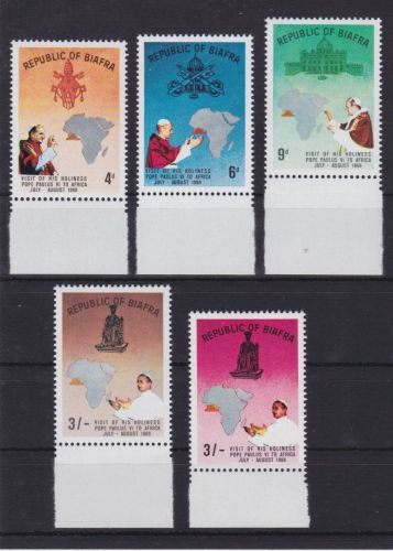 Biafra 40/43a+b postfr./mnh Papst pope braun statt rosa Auflage nur 1000 St.