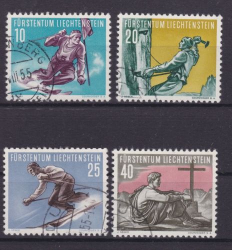 Liechtenstein 334/337 gest. Sport 1955