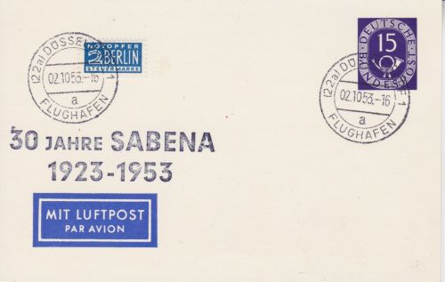 Bund PP 4 gest. 30 Jahre SABENA 1953
