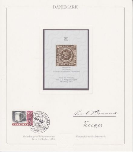Dänemark Nr. 1 Nachdruck vom Salon der Philatelie 1984