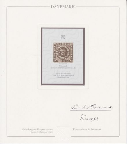 Dänemark Nr. 1 Nachdruck vom Salon der Philatelie 1984