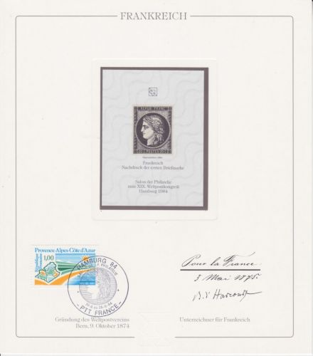 Frankreich Nr. 1 Nachdruck vom Salon der Philatelie 1984