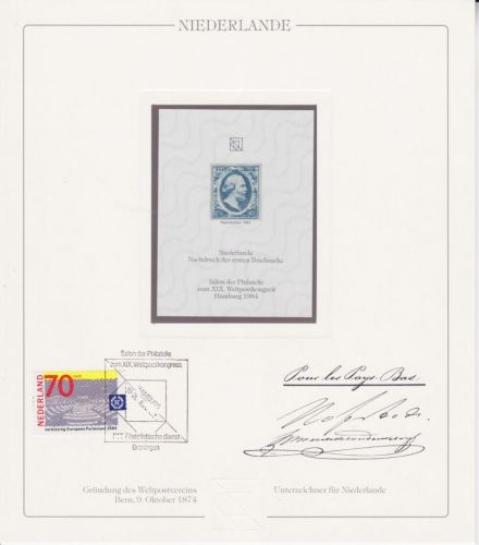 Niederlande Nr. 1 Nachdruck vom Salon der Philatelie 1984