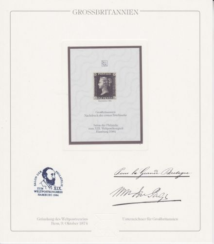 Großbritannien Nr. 1 Nachdruck vom Salon der Philatelie 1984