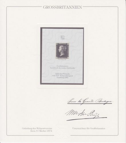 Großbritannien Nr. 1 Nachdruck vom Salon der Philatelie 1984