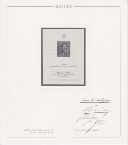 Belgien Nr. 1 Nachdruck vom Salon der Philatelie 1984