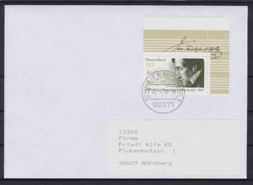 Bund 1653 L auf Brief mit Leerfeld