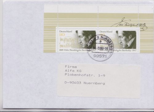 Bund 1653 L auf Brief mit Leerfeld