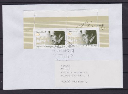 Bund 1653 L auf Brief mit Leerfeld