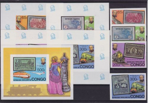 Kongo 680/83+Block 19 B postfr./mnh Eisenbahn railway Sir r. Hill 1979