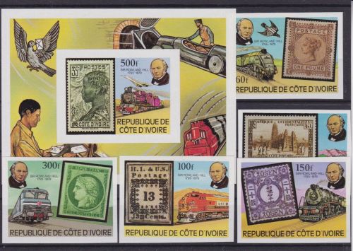 Elfenbeinküste 606/610+Block 14 B postfr./mnh Eisenbahn railway Hill 1979