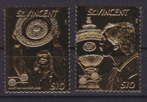 St. Vincent 22k Gold Briefmarken postfr./mnh Tennis Boris Becker Navratilova