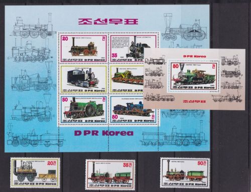 Korea 2371/3+Block 146/7 postfr./mnh Eisenbahn railway 1983