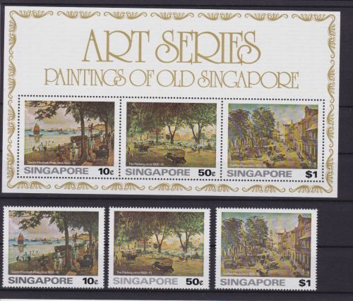 Singapur 257/259 + Block 8 postfr./mnh Gemälde paintings 1976