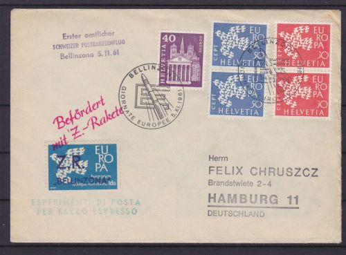 Schweiz Erster Postraketenflug 1961