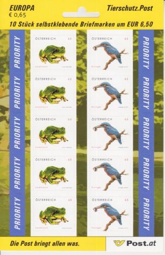 Österreich 2716/2717 postfr. Folienblatt Tierschutz 2008