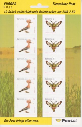 Österreich 2754/2755 postfr. Folienblatt Tierschutz 2008