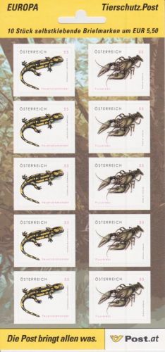 Österreich 2648/2649 postfr. Folienblatt Tierschutz 2007