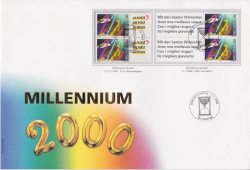 Schweiz Millennium-Kleinbogen auf Sonderbrief 1999
