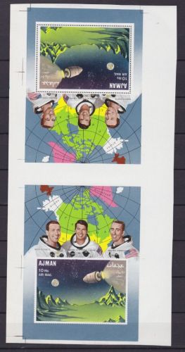 Ajman Block 67 A+B Kehrdruck postfr./mnh Apollo Space 1968 PROOF