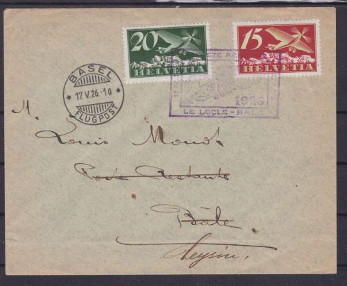 Schweiz Flugpost Le Locle - Bale 1926