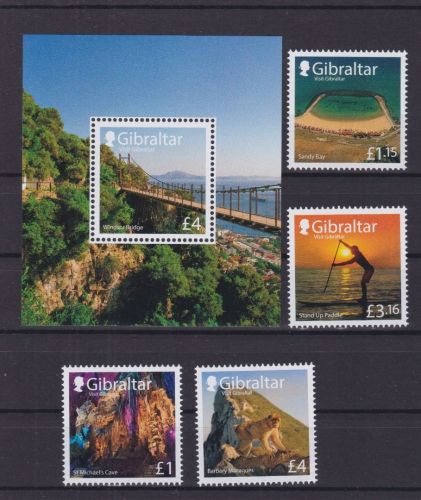 Gibraltar 2055/2059 + Block 152 postfr./mnh Sehenswürdigkeiten 2022