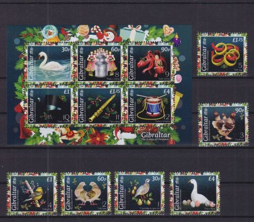 Gibraltar 2064/2069 + Block 154 postfr./mnh Weihnachten Vögel birds 2022