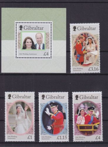 Gibraltar 2008/2011 + Block 146 postfr./mnh Prinz William & Kate 2021