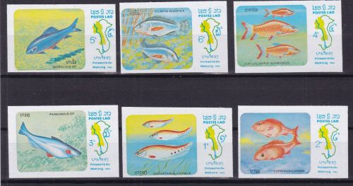 Laos 670/675 postfr./mnh Fische fish 1983 ungez.imperf.