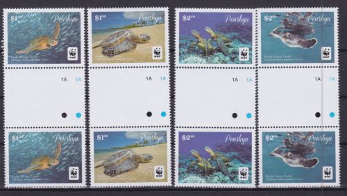 Penrhyn 757/760 postfr. Schildkröten turtles WWF 2014 gutter pairs