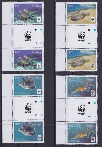 Penrhyn 757/760 postfr. Schildkröten turtles WWF 2014 gutter pairs