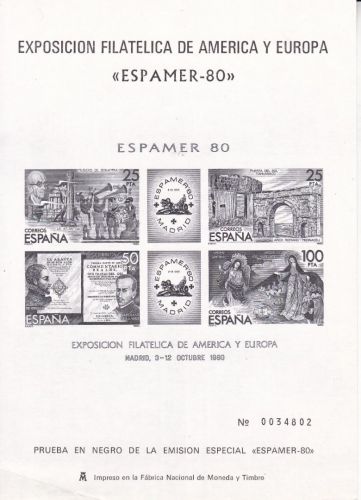 Spanien Block 21 SD postfr./mnh ESPAMER 1980 prueba en negro
