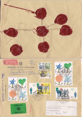 Italien Wertbrief mit 7 Siegeln 1986