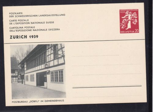 Schweiz P 217 ungestempelte GA Landesausstellung 1939