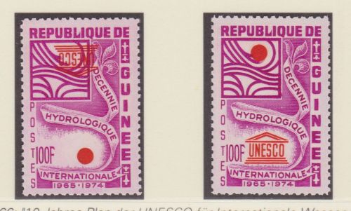 Guinea 395 postfr/mnh kopfstehnde Aufdruck inverted ovp. UNESCO 1966