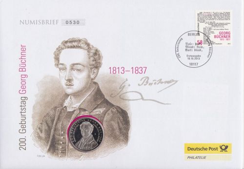 Numisbrief 10 € Georg Büchner 2013