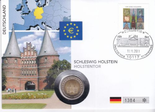 Numisbrief Deutschland 2 Euro Schleswig Holstein Holstentor 2011