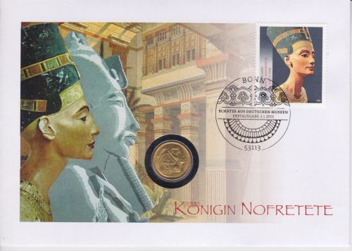 Numisbrief Ägypten 5 Piastres Königin Nofretete 2013
