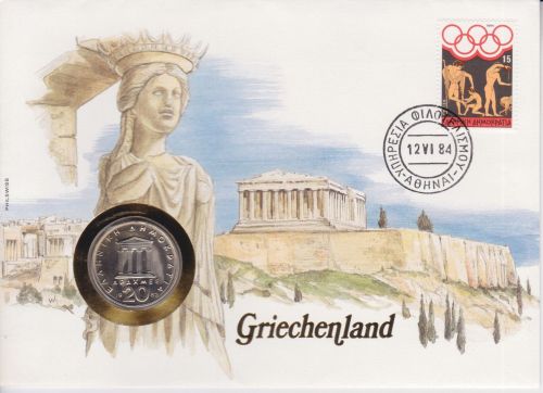Numisbrief Griechenland 20 Drachmen 1982