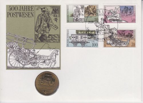 Numisbrief DDR 5 Mark 1990 500 Jahre Postwesen